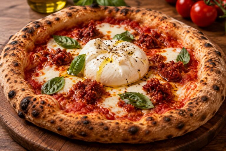 Pizza ’Nduja y Burrata