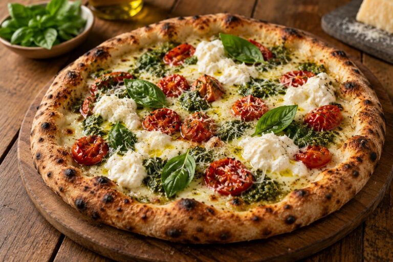 Pizza Pesto y Stracciatella
